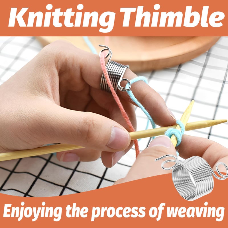 VinBee 6 Pack Knitting Crochet Loop Ring for Fingers 2 Size Crochet Ring Guide Finger Holder Knitting Thimble for Crochet Knitting Crafts Accessories Tool - Image 5
